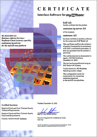 SAP Zertifikat fr caatoosee
